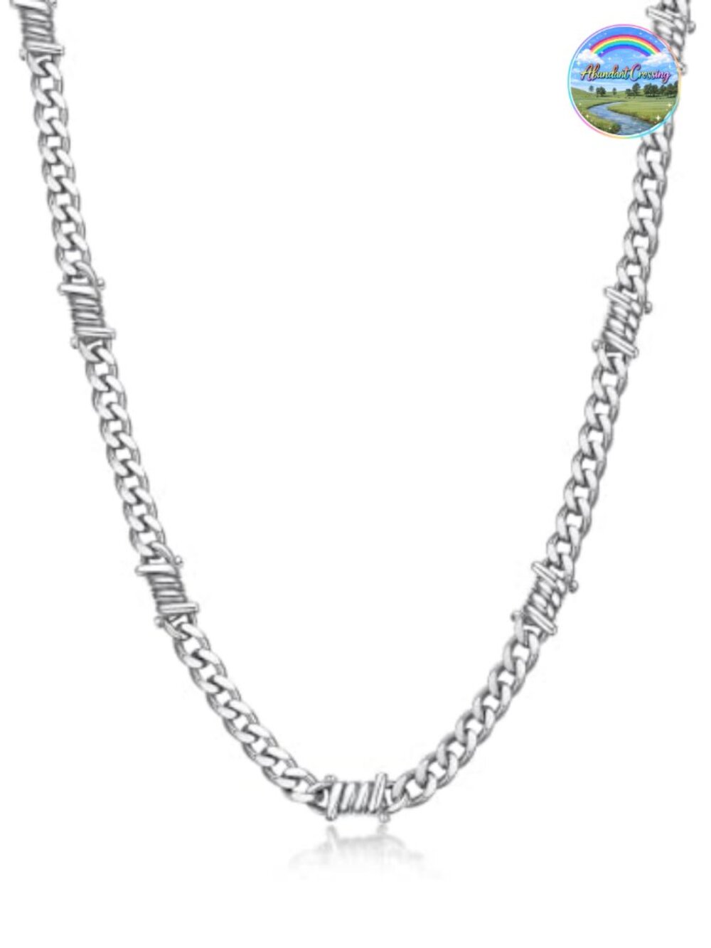 Stainless Steel Barbed Wire Cuban Chain Necklace Punk Gift Men Women